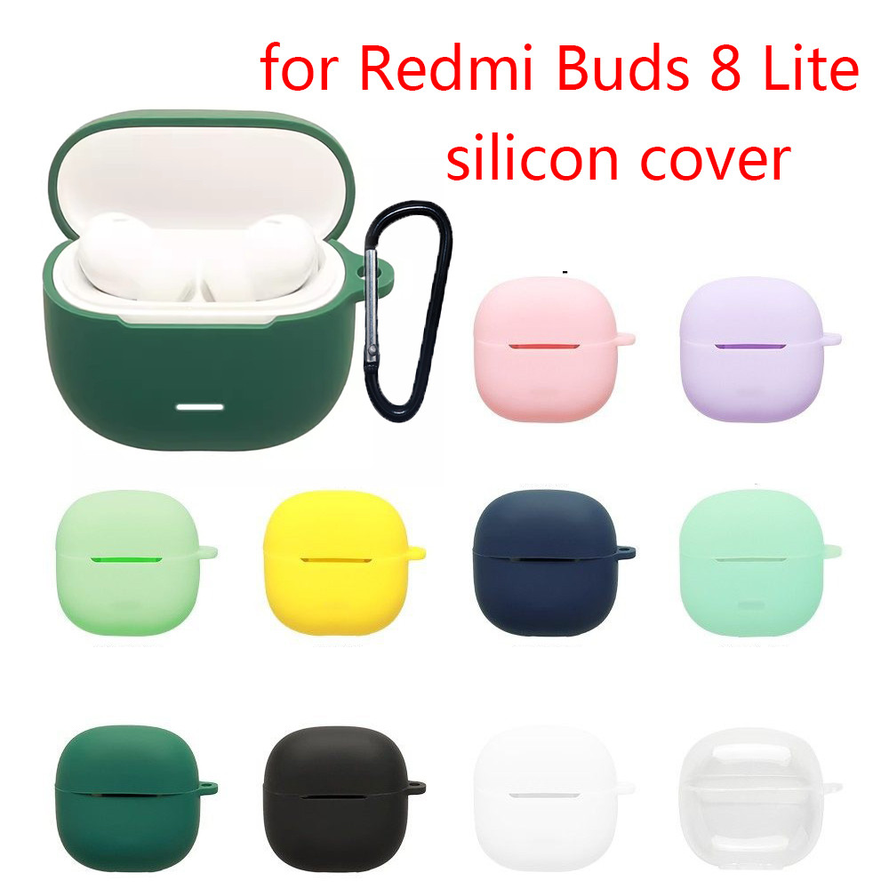 สําหรับ Redmi Buds 8 Lite กรณี Buds 8 Active/Buds 8 pro สีทึบซิลิโคนบลูทูธหูฟัง Redmi Buds 6 เล่นสําหรับ Redmi Buds8Lite กันกระแทกได้ยินกล่อง