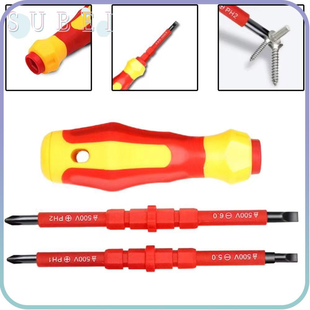 SUKAA 3 ชิ้น/เซ็ตอเนกประสงค์ไขควง,มือเครื่องมือฉนวน Magnetlc Slotted Cross ไขควงบิต, 3-In-1 PH1 PH2 ช่างไฟฟ้ามือสกรูไดร์เวอร์