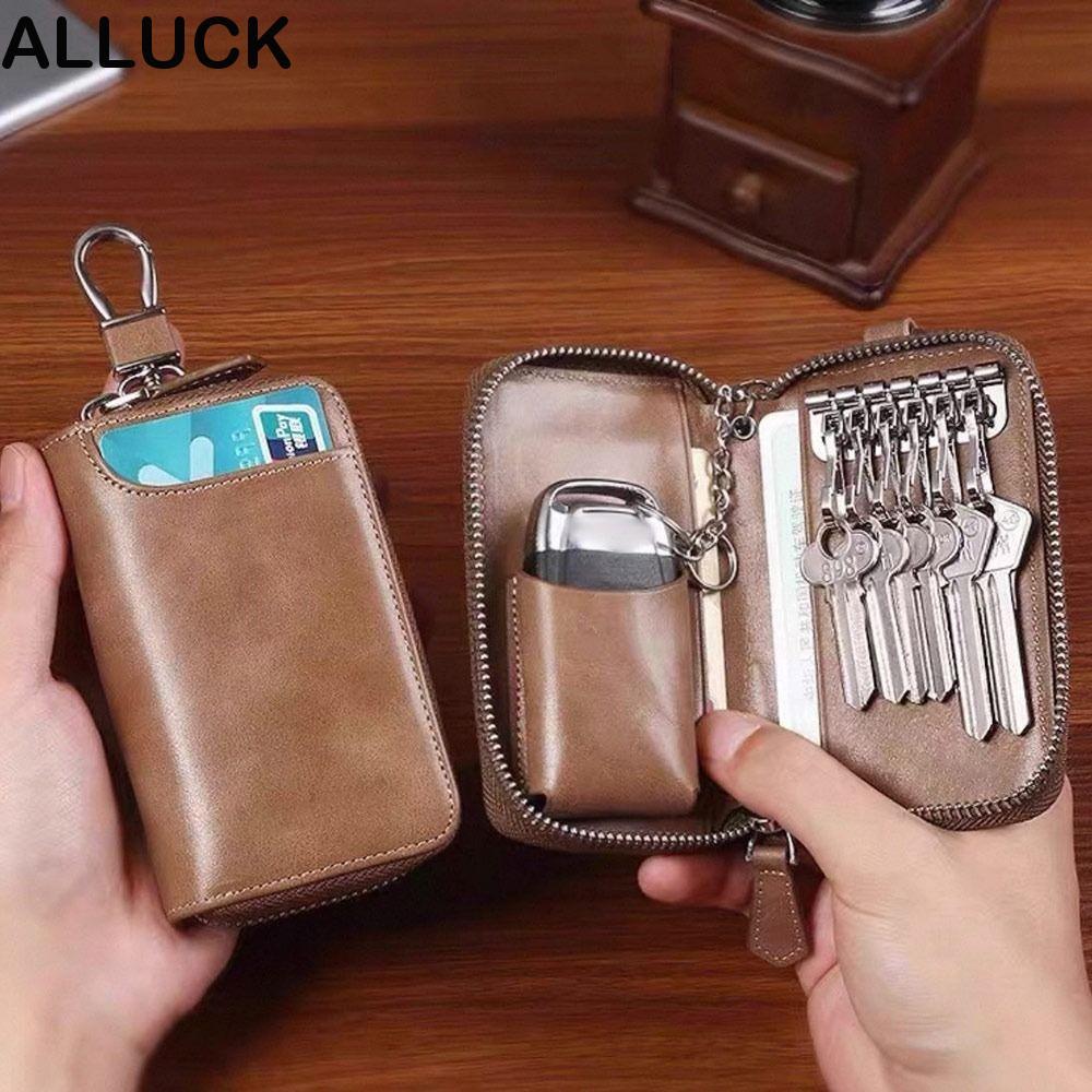 ALLUCK กระเป๋าเก็บกุญแจหนัง ความจุใหญ่ ฟังก์ชั่นหลากหลาย พกพาสะดวก สำหรับผู้หญิงและผู้ชาย