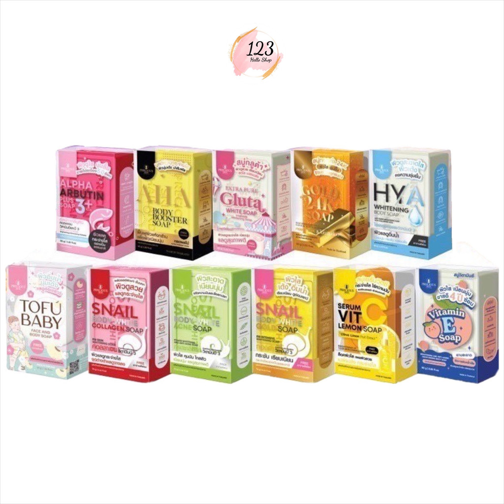 Precious Skin Soap 80g. Gluta / Alpha Arbutin / Aha / Vitamin E / Hya / Tofu / Gold 24k / Vit C