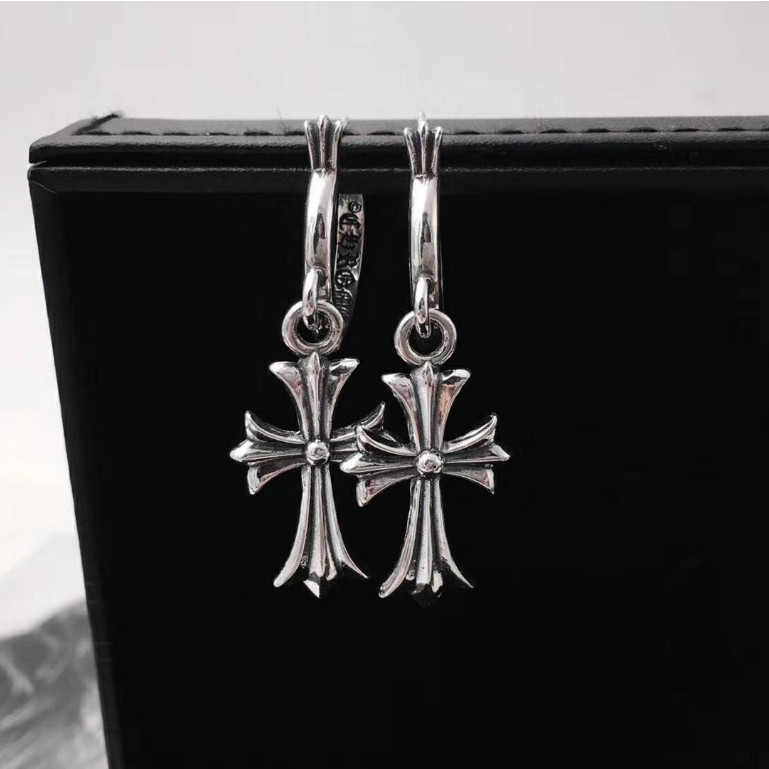 ต่างหู Chrome 925 Hearts s925 เงินสเตอร์ลิง แบบดีไซน์ Seiko Crow พร้อมจัดส่งฟรี