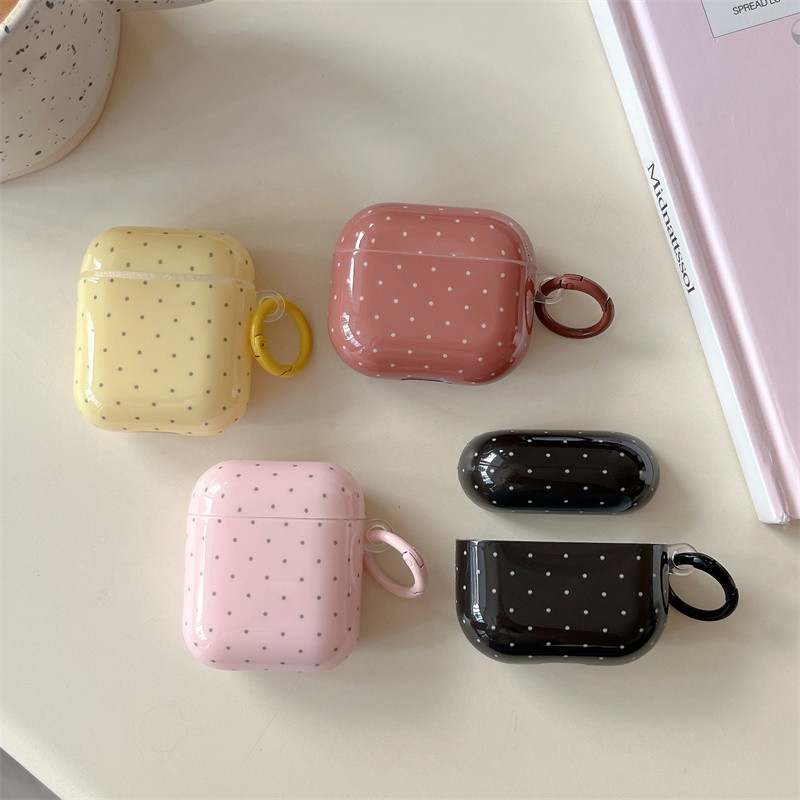 Polka dot สําหรับ Airpods 1/2 3 Pro2 pro3 Airpods4 ชุดหูฟังไร้สายบลูทูธป้องกันกรณี AirPods Pro i3 i4 pro3 หูฟังป้องกันกรณี