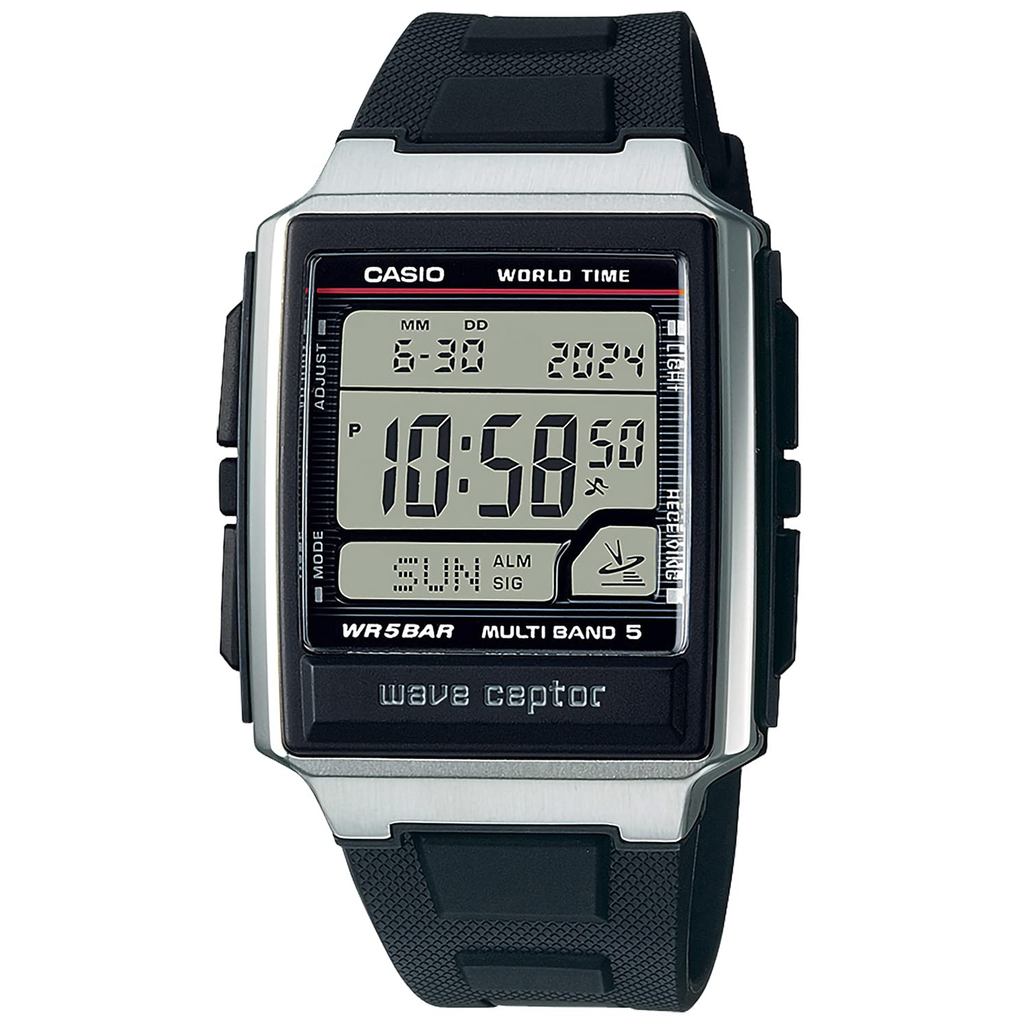 Casio นาฬิกา Wave Ceptor ของแท้ในประเทศ นาฬิกาวิทยุ WV-59R-1AJF Mens Black Brand-New Legit  Authenti