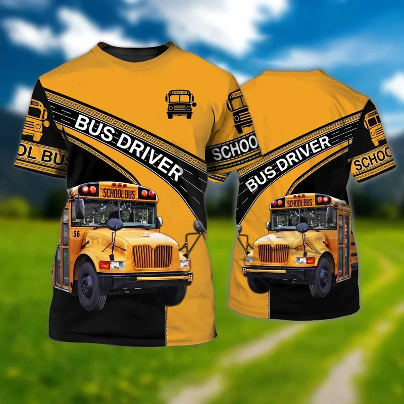 School Bus Driver เสื้อใหม่ผู้ชายเสื้อยืด 3D พิมพ์ชุดลําลองฤดูร้อน O คอแขนสั้นเสื้อ Unisex Harajuku 