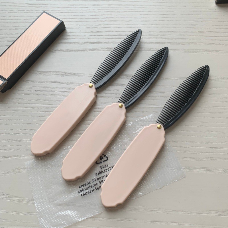 Spot Goods#Gift Portable Folding Pink Comb Retro French Comb Fashion Versatile Compact0120hw