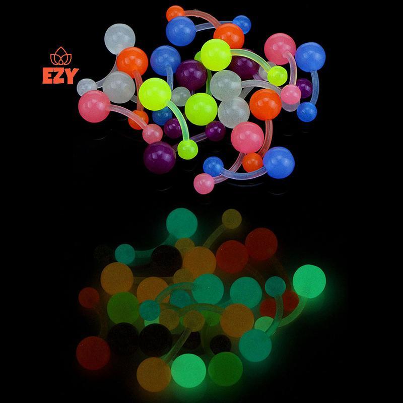 EZY 1 ชุด Luminous ยืดหยุ่น Navel Bar แหวนผสม Belly ปุ่มเจาะเครื่องประดับใหม่