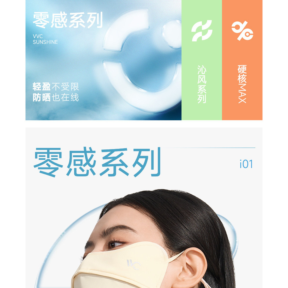 VVC หน้ากากกันแดด 3D สำหรับผู้หญิง ระบายอากาศดี ป้องกันลมและUV - รูปที่ 4