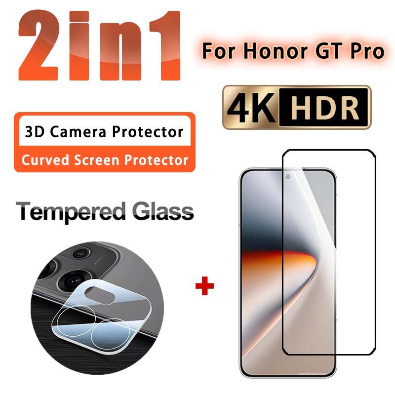 2 IN 1 ฟิล์มกระจกนิรภัย Honor GT Pro ฟิล์มแก้วสําหรับ Honor GT Pro Magic 8 7 Lite Magic8 Magic7 3D ฟิล์มกล้องป้องกันและป้องกันหน้าจอ