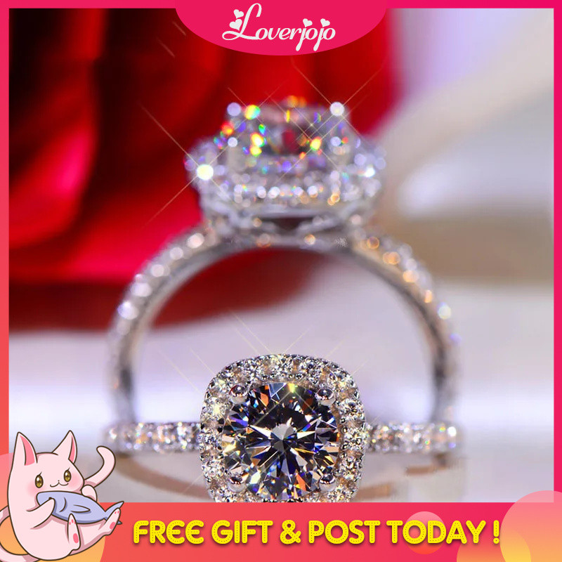 Loverjojo AETEEY Moissanite เพชรสแควร์แหวน D สี 1CT 2CT เงินแท้ 925 สําหรับผู้หญิงงานแต่งงานเครื่องป
