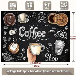 แบนเนอร์ปาร์ตี้ธีมกาแฟพร้อมศิลปะลาเต้และการออกแบบช็อคโกแลต-เหมาะสําหรับวันเกิดเหตุการณ์คาเฟ่และตกแต่งบ้านโพลีเอสเตอร์ไฟเบอร์ตกแต่งผนังพรรคแสดงแบนเนอร์อ