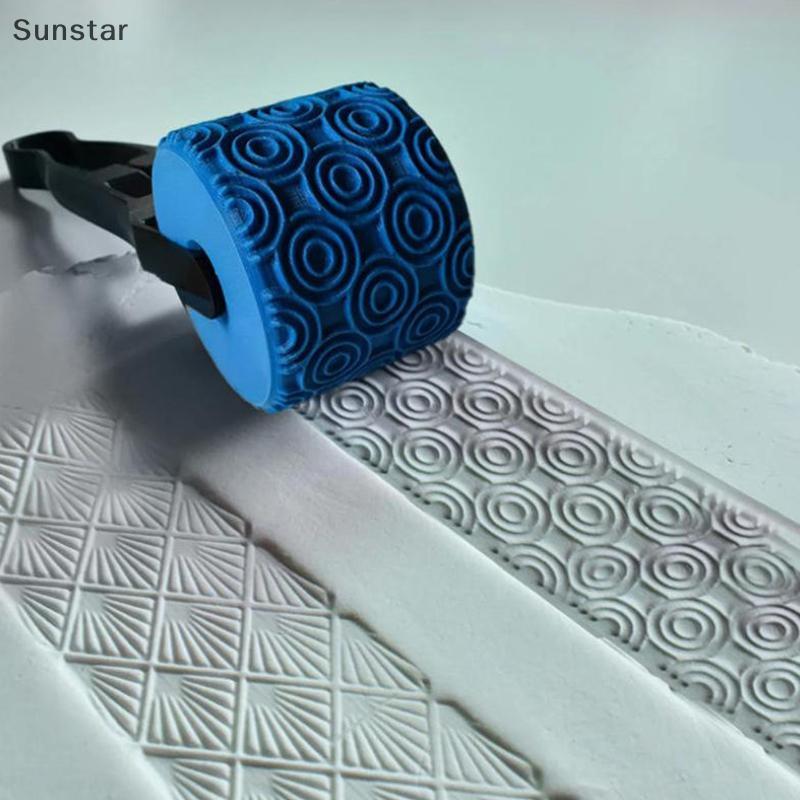 Sunstar Clay Stamp Roller เรขาคณิตดอกไม้รูปแบบบรรเทา Rolling เครื่องมือเซรามิค Clay Texture ล้อ Clay