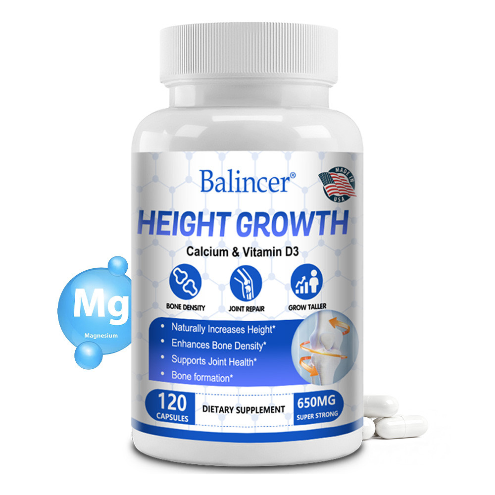 บาลินเซอร์อาหารเสริมความสูง-มีแคลเซียม,วิตามินง3,เค2,สังกะสี,และแมกนีเซียม-รองรับการเจริญเติบโตของกระดูกและส่งเสริมการความแข็งแรงของกระดูกและควา