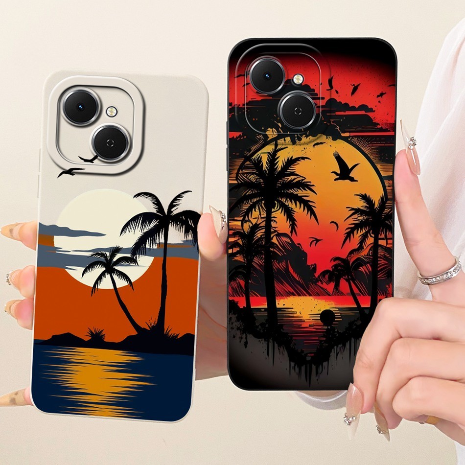 สําหรับ Tecno Spark 40C 40 KM5 KM4k เลนส์ป้องกันกรณี Spark40C Spark40 แฟชั่น Dusk Beach ภาพวาดซิลิโค