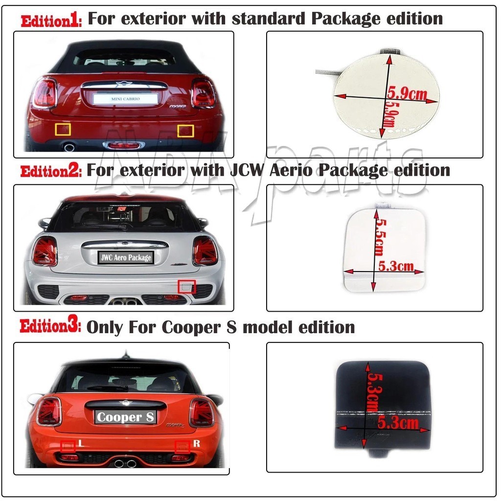 ด้านหลัง Tow Cap Fit 16-21 MINI Cooper F56 3 ประตู F57 Cabrio 2 ประตู 1.2T 1.5T 2.0T B36 B38 D B37 O