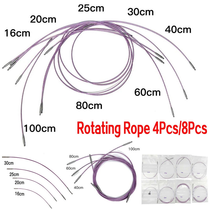 4Pcs/8Pcs Interchangeable Circular Knitting Needle Connecting Line Metal Connector 16/20/25/30/40/60