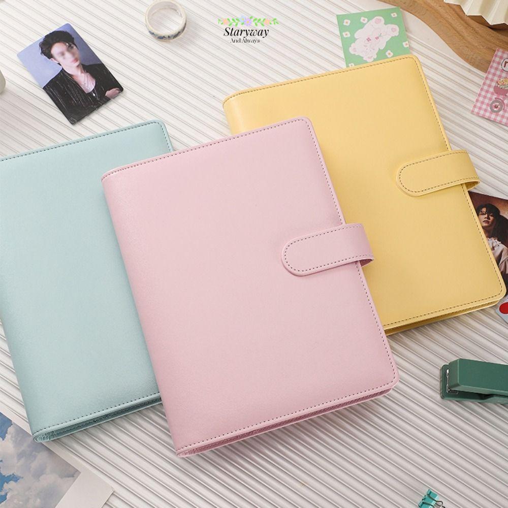 อัลบั้มภาพ STARYSWAY, PU Multi-pockets Kpop Idol Photocards Holder, A5 สีทึบหลวม Binder Photo Card Supplies