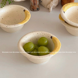 ชามเ ชามเซรามิกน่ารักหูลกล้วย🍌 insเกาหลี ชามสลัดผลไม้ พร้อมส…