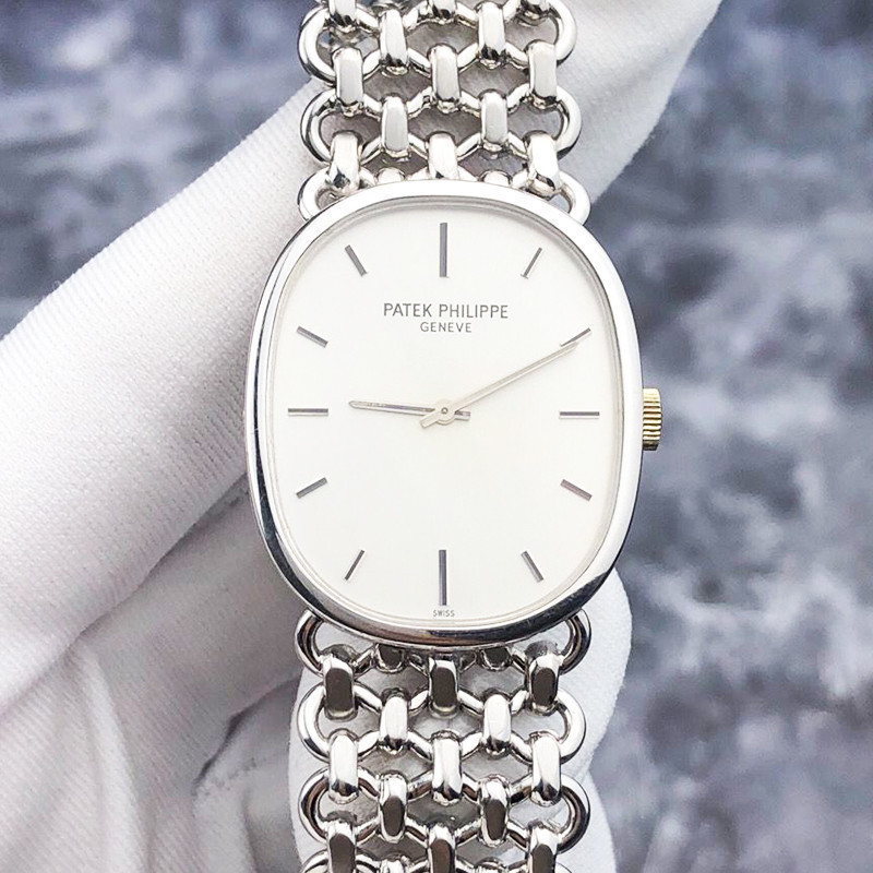 Patek Philippe Ladies Watch 18K White Gold Manual Mechanical Watch Gold Case Gold Band Oval Watch