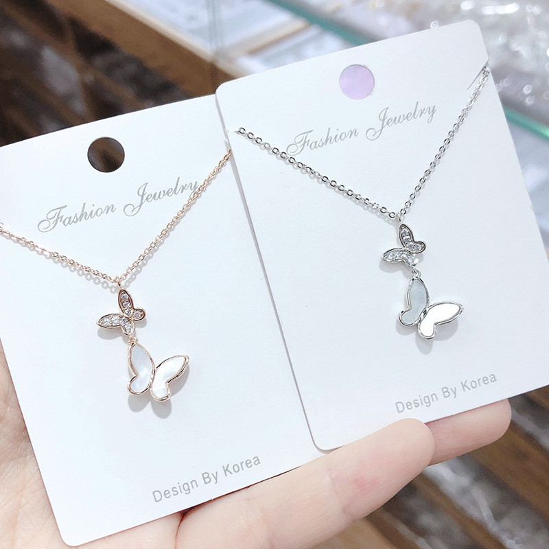 Mori Series Rose Gold อารมณ์สมาร์ทผีเสื้อจี้สร้อยคอผู้หญิงZirconอินเทรนด์Clavicleสร้อยคอผู้หญิงเครื่
