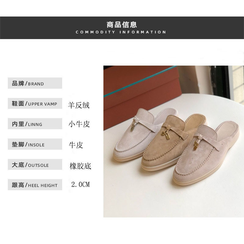 Fgf Baotou Slippers - Womens Genuine Leather Casual Slip-Ons
