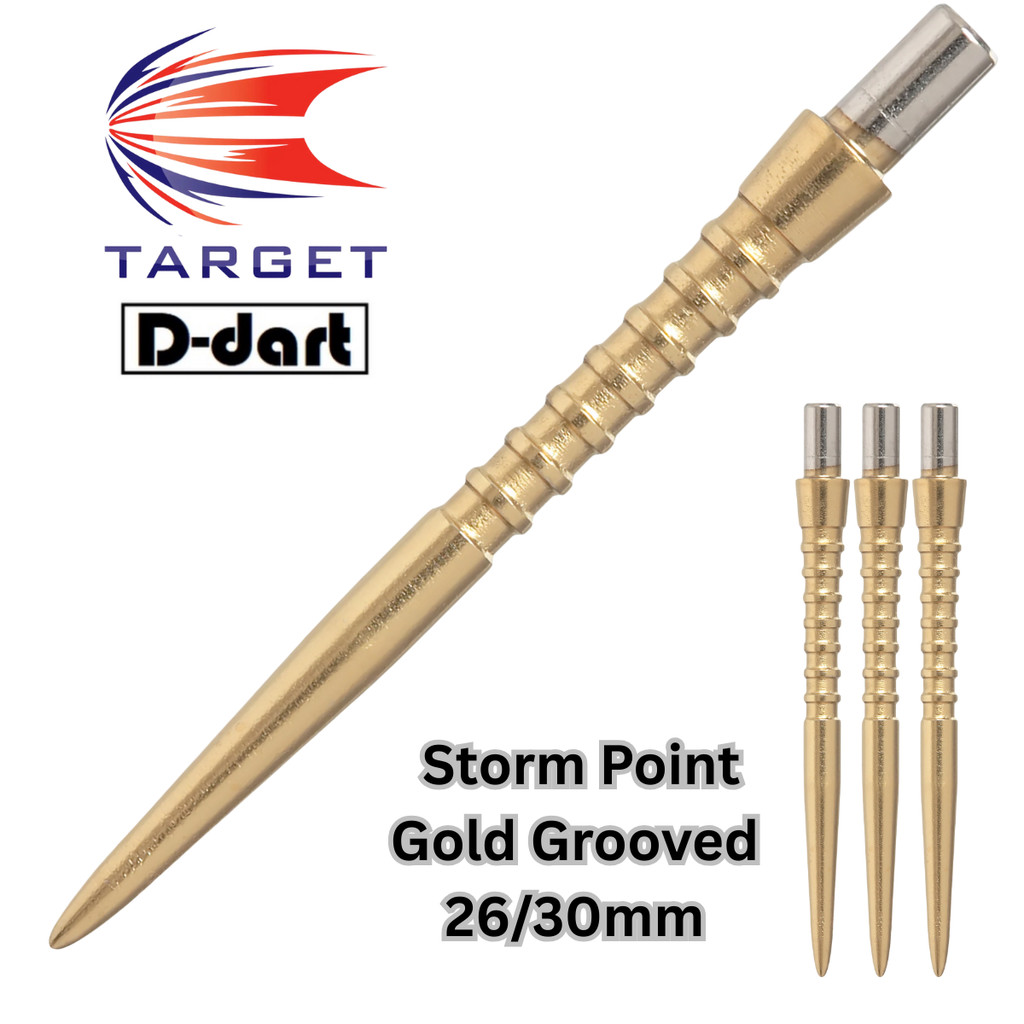 Target Dart Point - Gold Storm Grooved Point Replacement Steel Darts Point 3 ชิ้น/แพ็ค