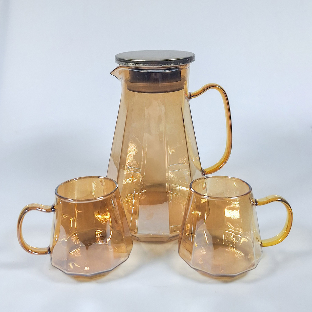 UR TECH เหยือกน้ําแก้วทนความร้อน 1.8L พร้อม 2 ถ้วย - FG55