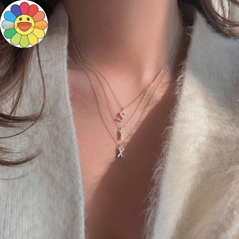 จี้อักษร Charm Necklace 26 อักษร สำหรับชื่อแรกๆ และสร้อยคอคลาวิกเกิล เครื่องประดับของขวัญ TH