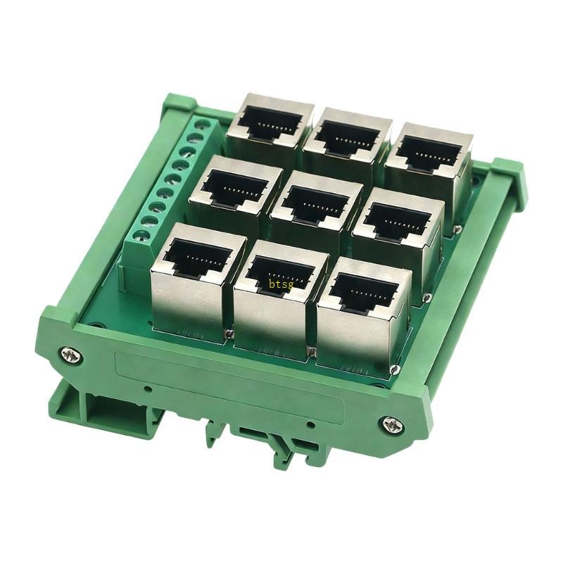 Btsg 9 Way RJ45 8P8C Ethernet Connector พร้อมการติดตั้งแนวตั้งสําหรับโฮมออฟฟิศ