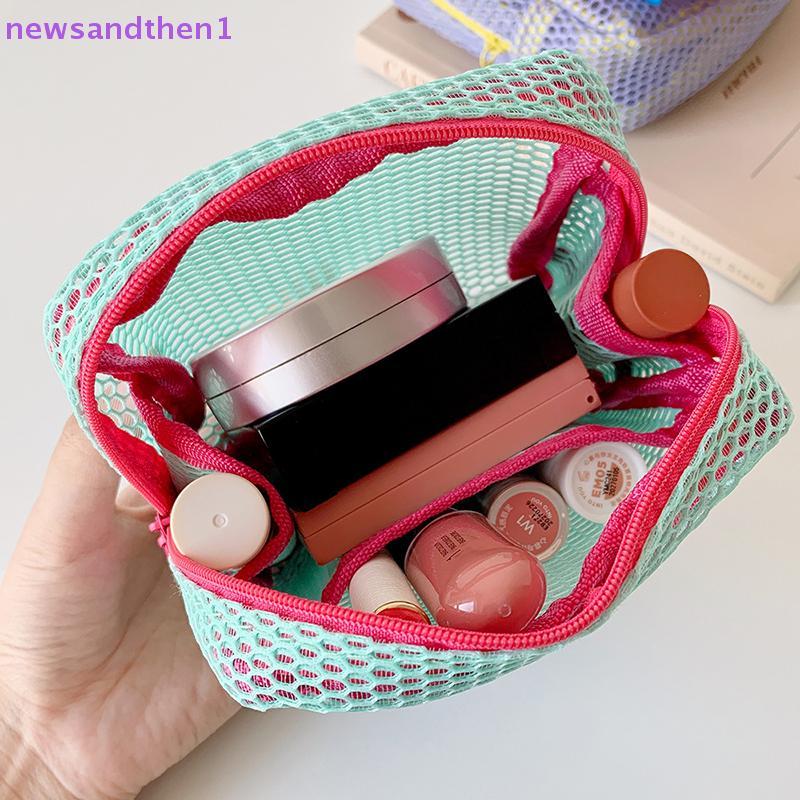 Newsandthen1 กระเป๋าเครื่องสําอางตาข่ายทรงสี่เหลี่ยม, กระเป๋าเก็บเครื่องสําอางทรงสี่เหลี่ยมแบบพกพามีซิป, กระเป๋าเก็บของกระจุกกระจิกอเนกประสงค์ Nice