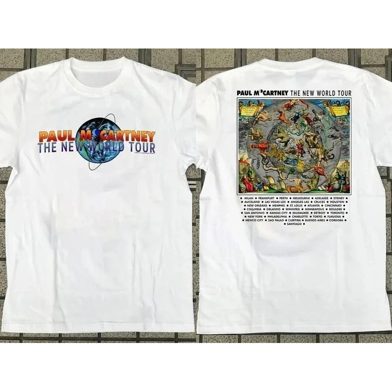 เสื้อยืด Paul McCartney The New World Tour 1993 หรูหราสำหรับทั้งผู้ชายและผู้หญิง ท็อป Y2k