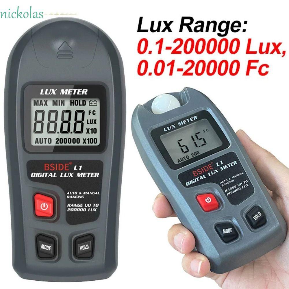 NICKOLAS Lux Meter ความแม่นยําสูง 0-200000 Lux illuminometer, Pocket Digital Enciromental Tester LCD