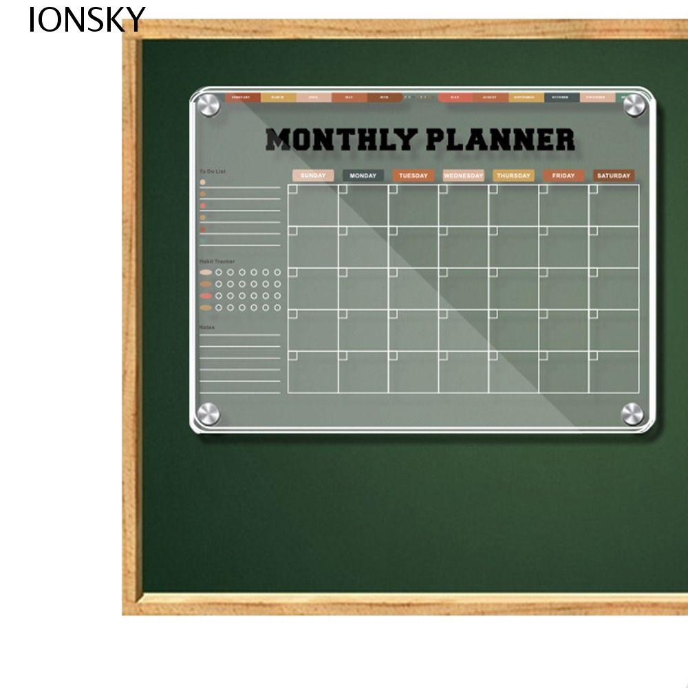 IONSKY Magnetic Acrylic Weekly Planner, 3D Transparent Erasable Memo Board, ข้อความ Pad 5 เครื่องหมา