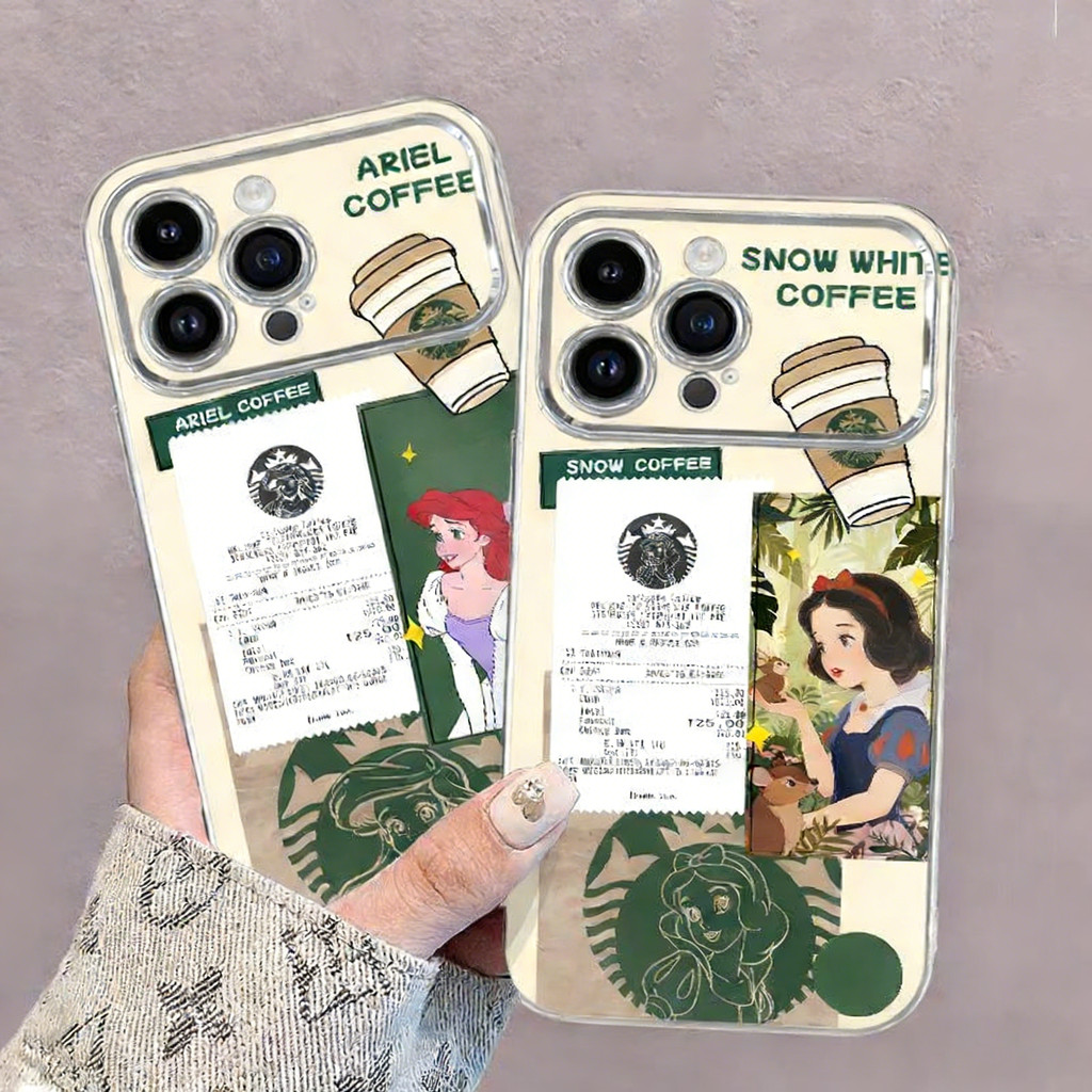 เคสโทรศัพท์ลายการ์ตูนสโนว์ไวท์สีน้ำตาลกาแฟ เหมาะสำหรับ iPhone 11/13/14/15 Pro/16/17 Pro/16 Pro Max/X(ZY6DSC187-188)