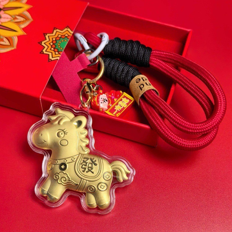 足金999马上有钱发财钥匙扣黄金挂件饰品手机挂链马年实用小礼品Foot gold 999 immediately rich key chain yellow bixubaodao168.my20260