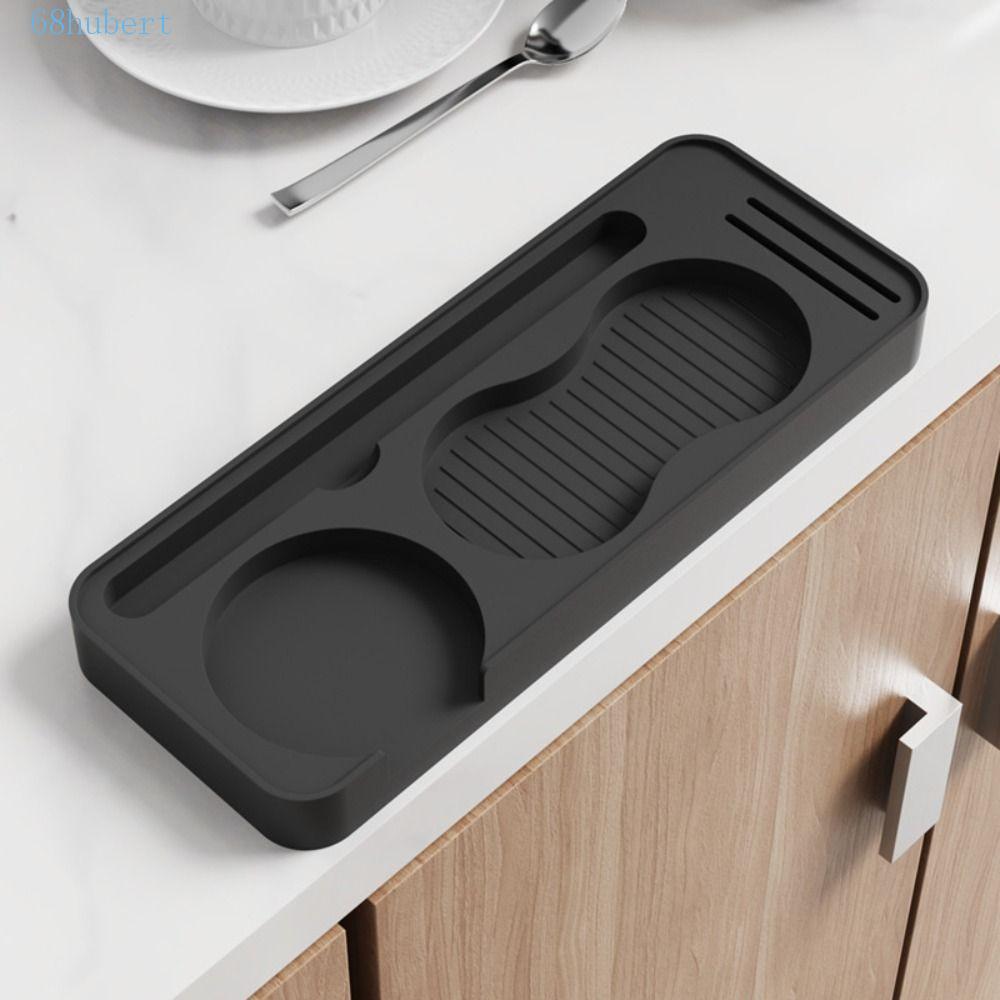 HUBERT ซิลิโคนกาแฟ Tamper Pad, พื้นผิวลื่นเคาน์เตอร์ป้องกัน Espresso Tamping Mat, Multi-Functional Space Saving Powder จําหน่ายฐานผงกาแฟกดที่นั่ง