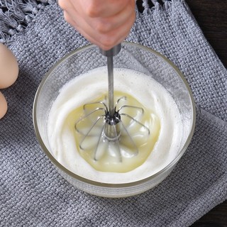 【HG】Automatic Mixer Egg Beater Manual Self Turning Stainless Steel Whisk Hand Blender Mixer