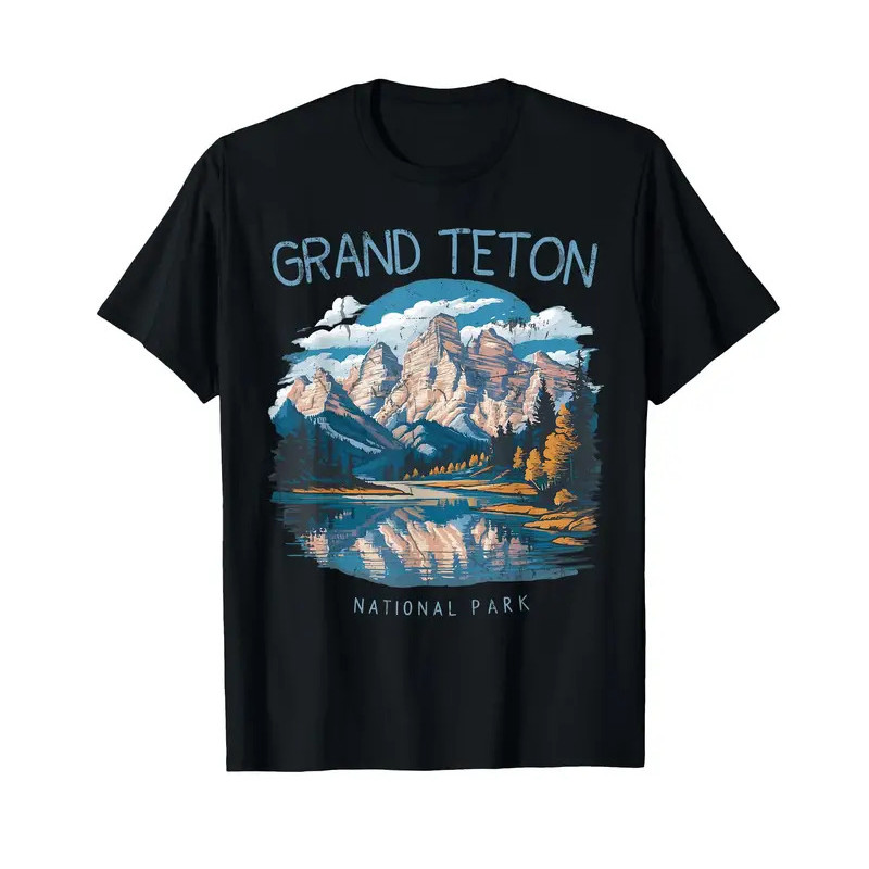 เสื้อยืด Grand Teton Retro US Wyoming Jackson Hole Lake Vintage Parks