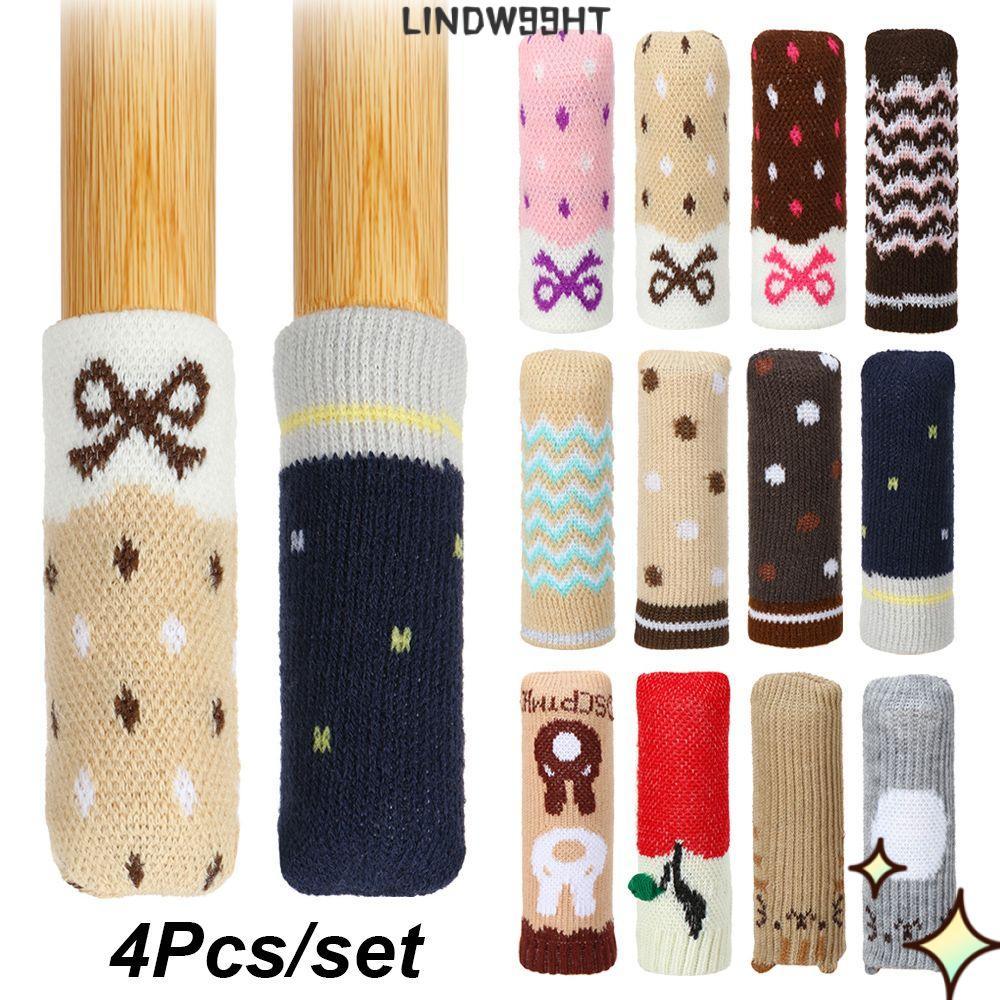 LINDW99HT 4 ชิ้น/เซ็ตตารางเท้าปกน่ารักลื่นถักสากลป้องกัน