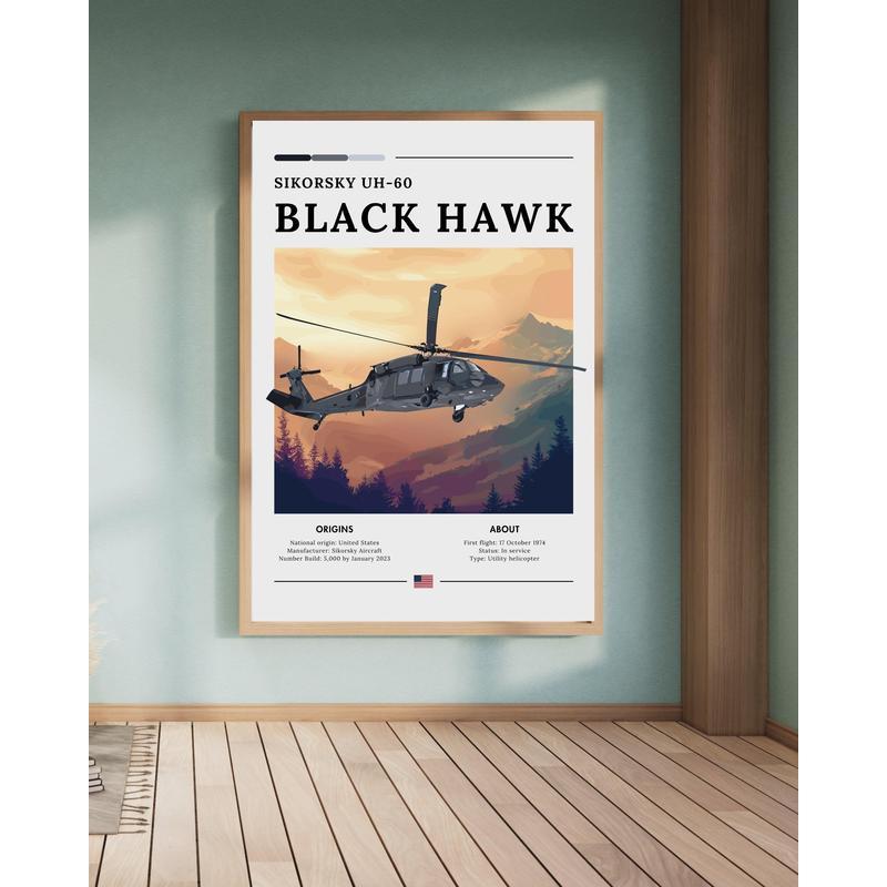 โปสเตอร์ Sikorsky UH-60 Black Hawk – Military Aviation ,กรอบรูปการสํารวจโปสเตอร์