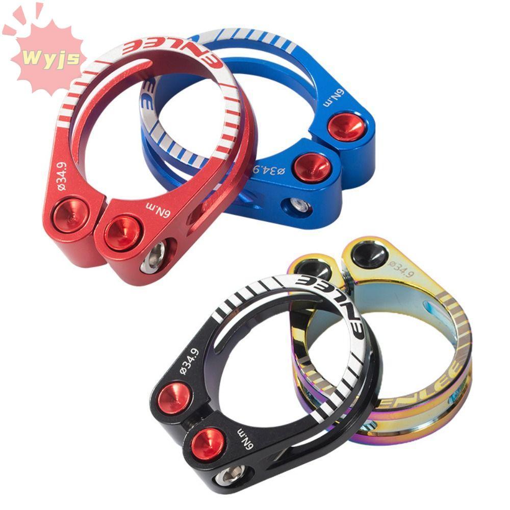 WYJS จักรยาน Seat Clamp, 31.8 34.9 มม.สีดําสีแดงสีฟ้า Multicolor จักรยาน Seatpost Clamp, อลูมิเนียมน