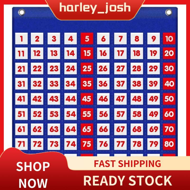 harley_josh Hundred Pocket Chart 1-100 Number Board สําหรับครูบทเรียนหรือห้องเรียนสําหรับใช้ใน