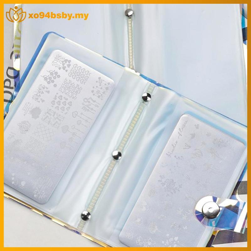 Xo94bsby 1 PC รูปสี่เหลี่ยมผืนผ้าเล็บ Stamping แผ่นผู้ถือกระเป๋า 40 Slot กระเป๋าเก็บสําหรับเจลภาษาโป