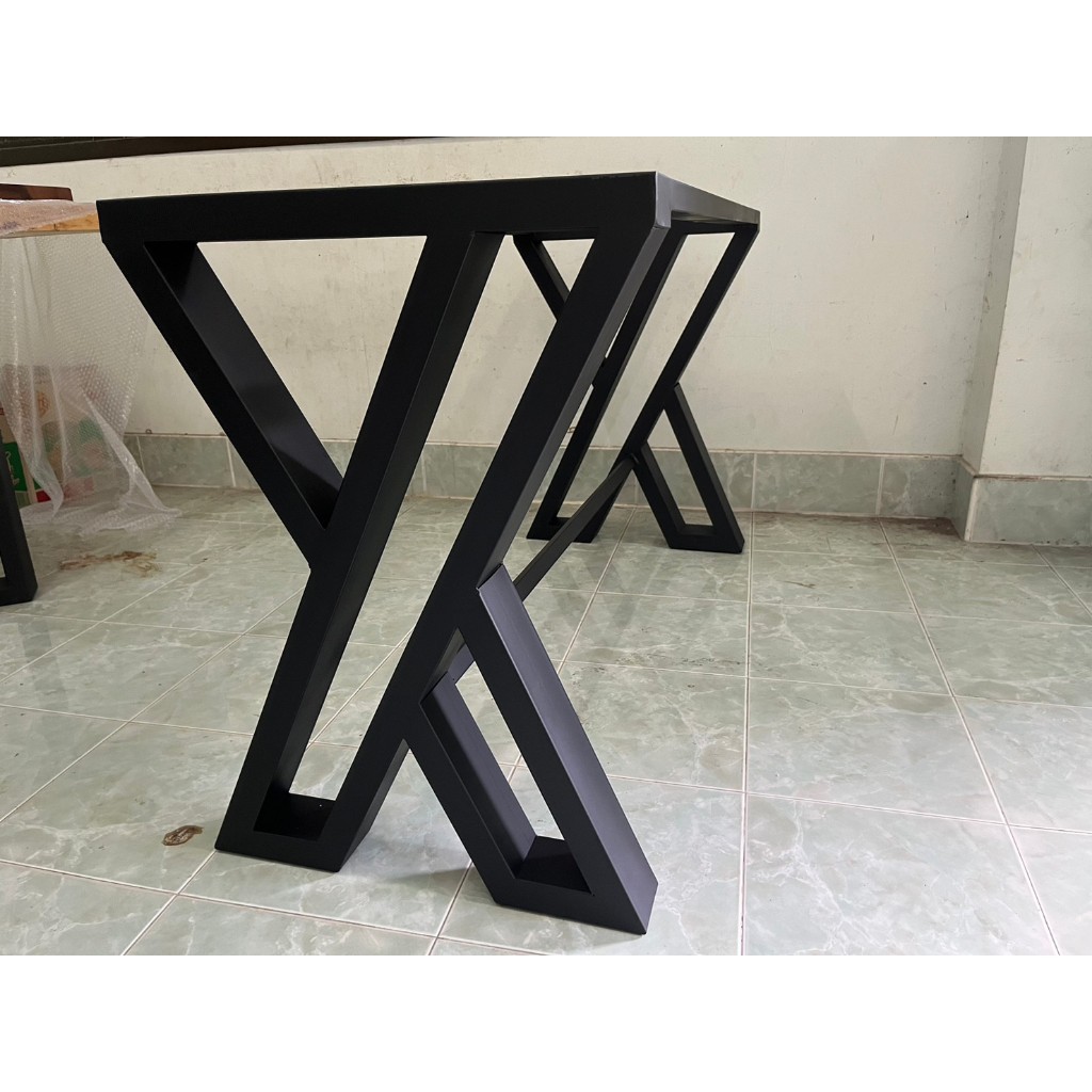 Pradoo'Siam  ขาโต๊ะเหล็กสำเร็จรูป ทรงX3D สีดำด้าน แข็งแรง ทนทาน มีหลายขนาดให้เลือก