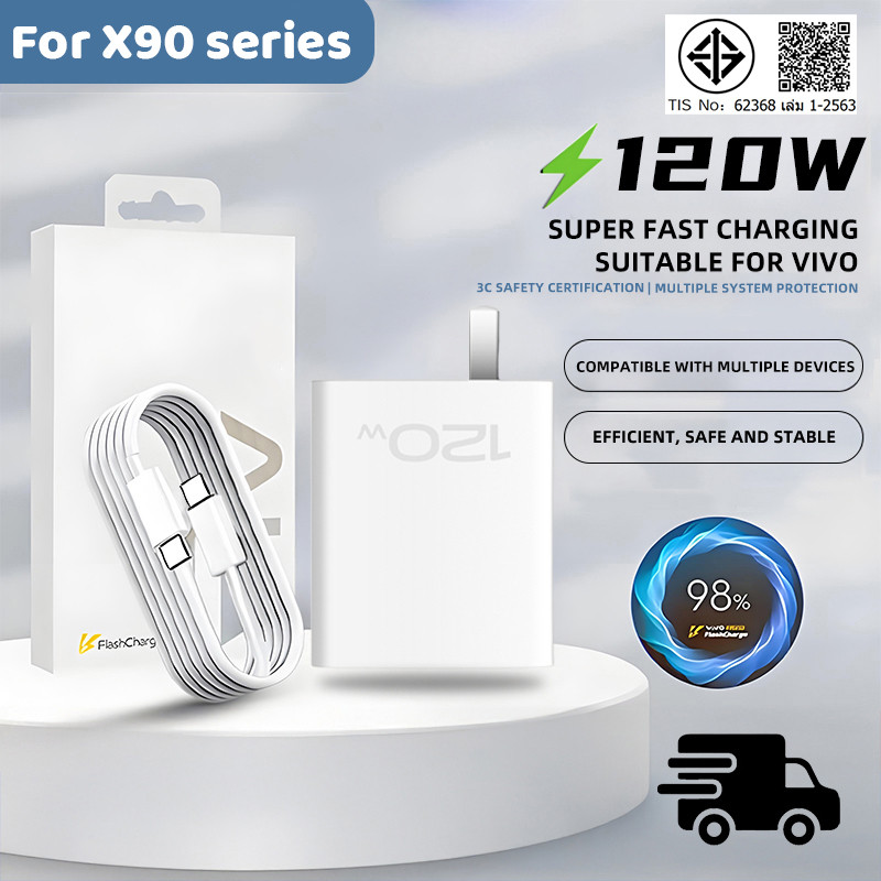 VIVO iQOO 120W Super Flash Charger VIVO Power Adapter Type-C Flash Charge Cable ใช้งานร่วมกับ iQOO 1