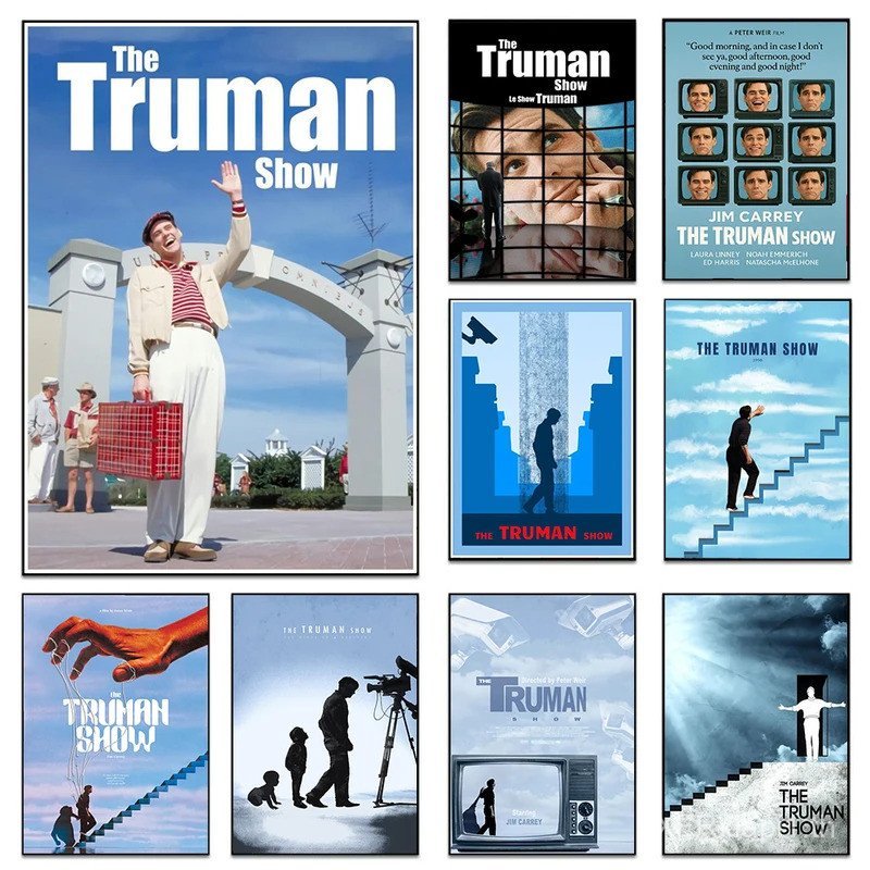The Truman Show, 1980s Science Fiction Comedy Film Poster, พิมพ์ Wall Art, ห้องนั่งเล่น, ห้องนอน, บา
