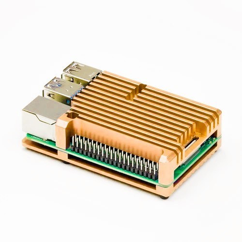 เคสระบายความร้อนอลูมิเนียม Metal Heatsink Passive Raspberry Pi 4 B -gold [CE]