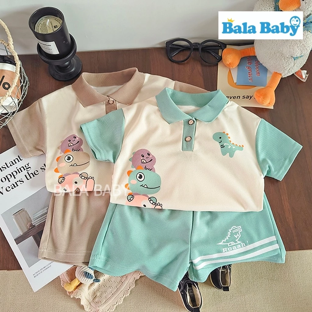 ชุดเด็ก ชุดเซ็ตโปโล เสื้อแขนสั้นกับกางเกงขาสั้น เอวยางยืด Size80-120cm DXT09