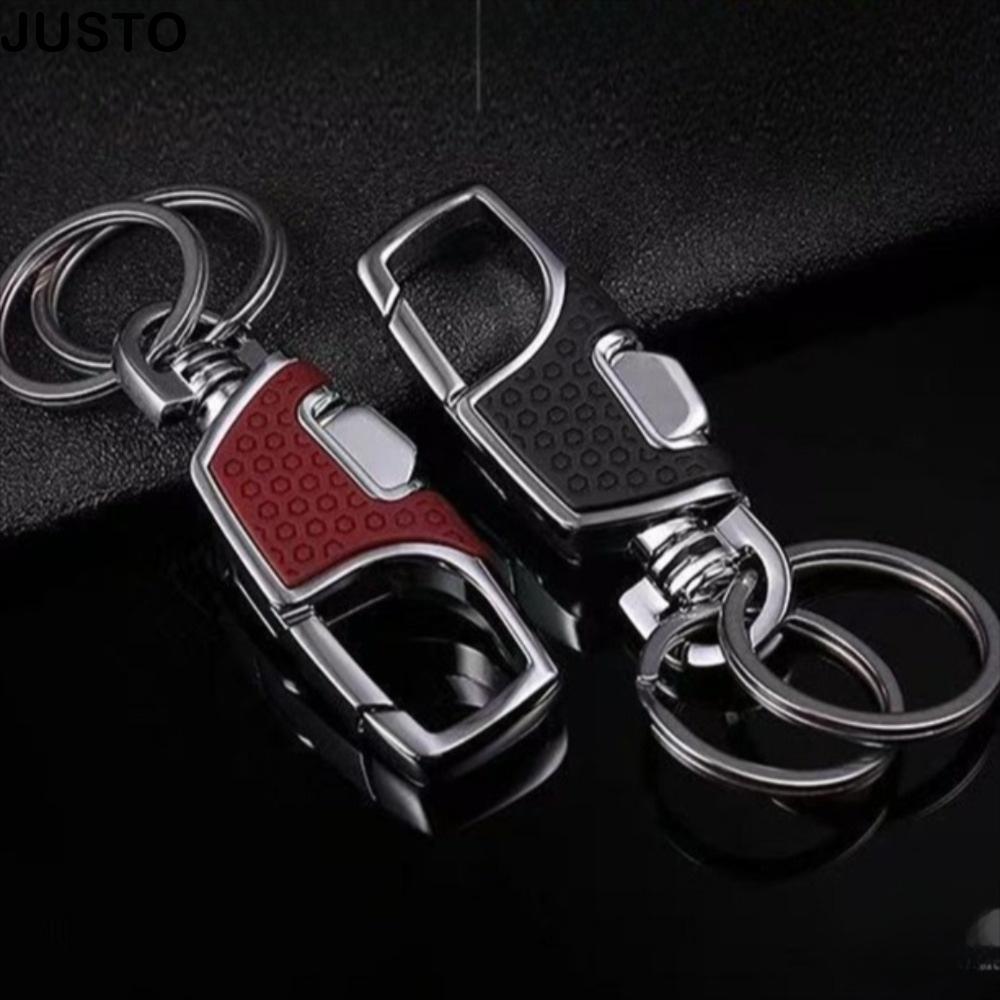 JUSTO พวงกุญแจ, หนึ่งคลิกเปิดสีดํา Clasp พวงกุญแจรถ, หรูหราแบบพกพาหนา Loss-proof Key CHAIN จี้ของขวัญ
