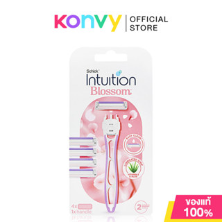 Schick Intuition Blossom 32.5g ชิค มีดโกนและรีฟิล 4 ชิ้น.