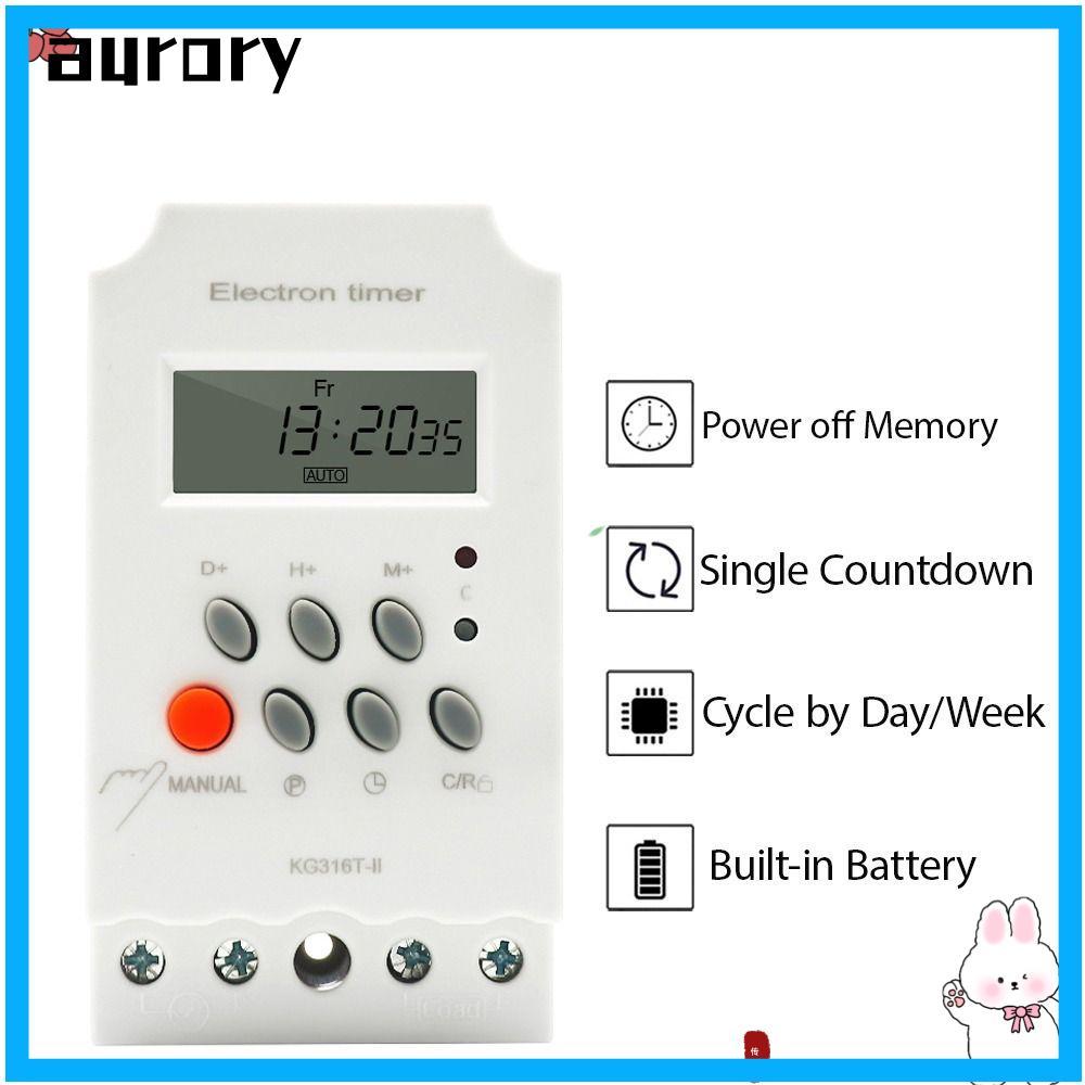 AURORY Digital Timer, 12V 220V Timer Switch, ทนทาน 50/60Hz LED 110V อุปกรณ์ไฟฟ้า Timer ช่างไฟฟ้า